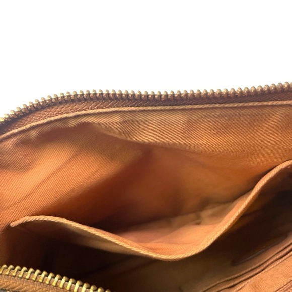 Fossil Geometric Circle Pattern Brown Crossbody Purse Vintage Essential Wallet - Picture 8 of 12